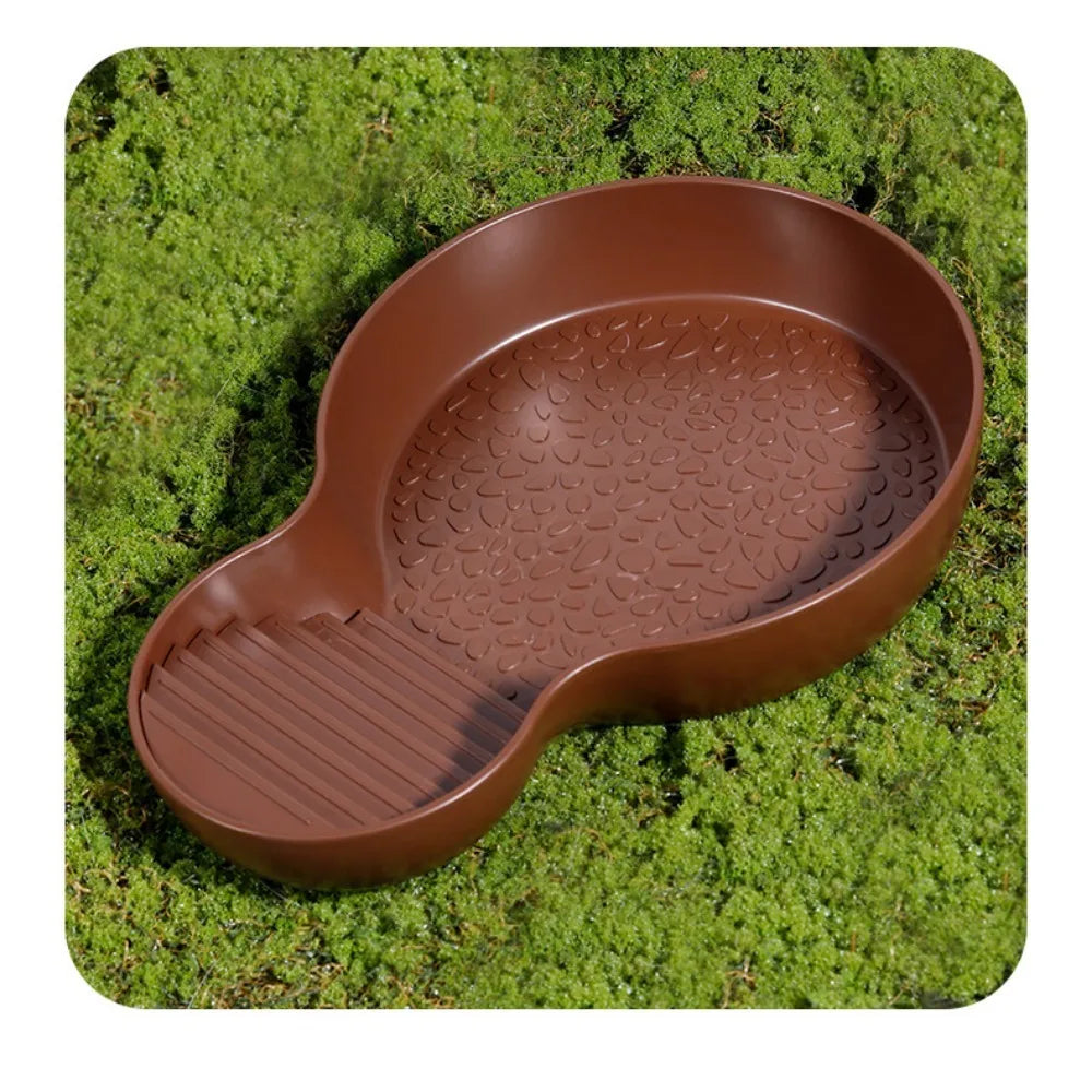 Turtles Bathing Pool Water Bowl with Slip Proof 35x28.50cm Friendly Habitat with Steps for Reptiles Resting and Soaking