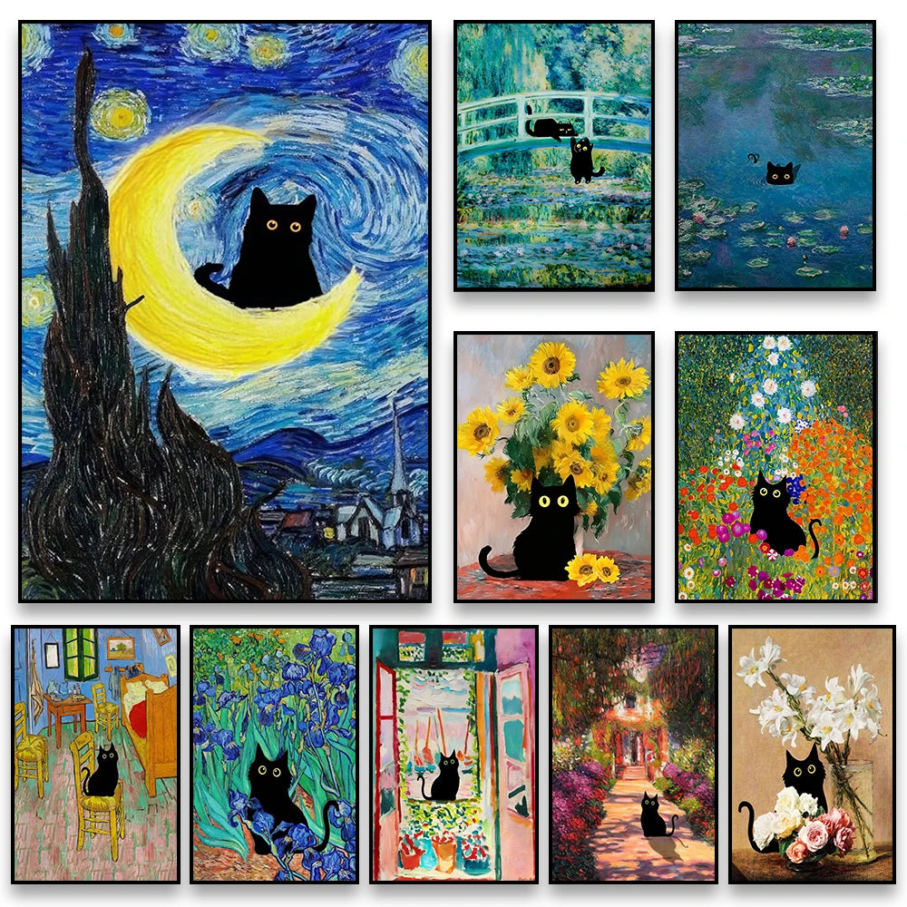 Black Cat Art Posters