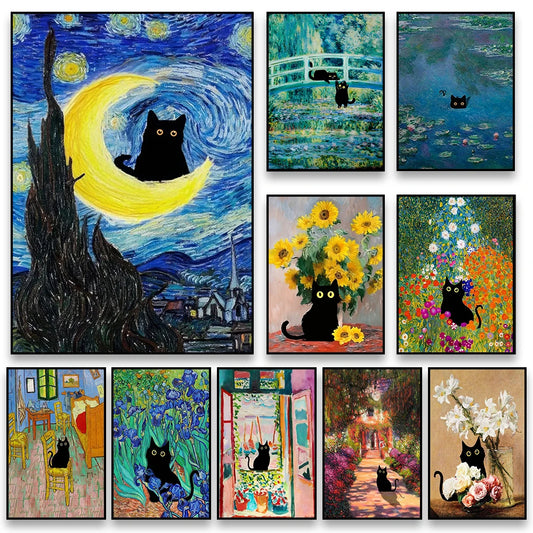 Black Cat Art Posters