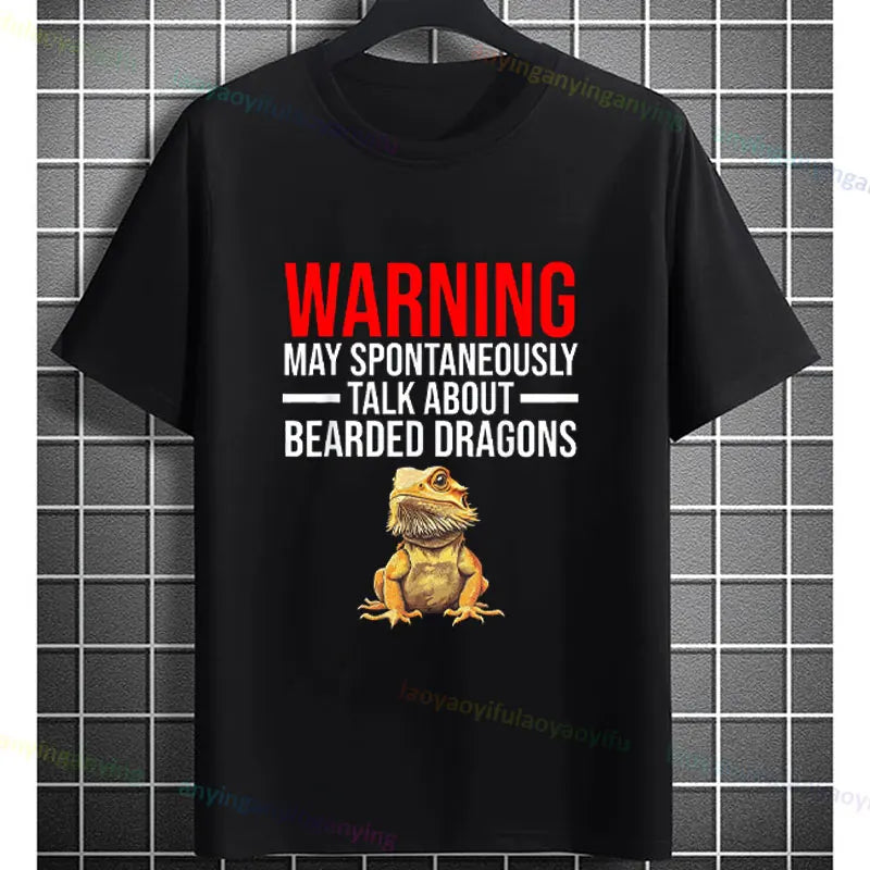 Men's "Bruh" Bearded Dragon Graphic T-Shirt Pure Cotton Short-sleeve Humor Style Tee Perfect Gift for Reptile Lovers
