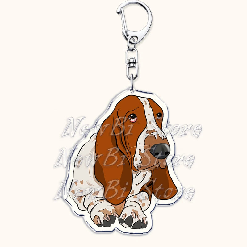 Funny Basset Hound Keychain