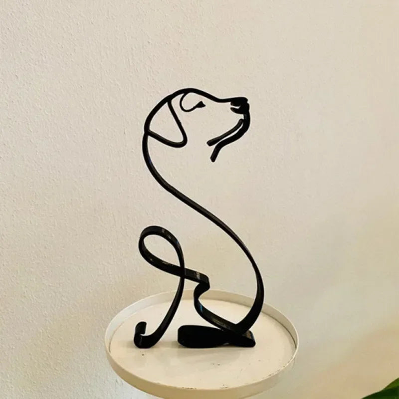 Dog Cat Minimalist Art Sculpture Decor Gift Metal Decor Modern Home Office Accessories Animal Shape Ornament Dropshipping