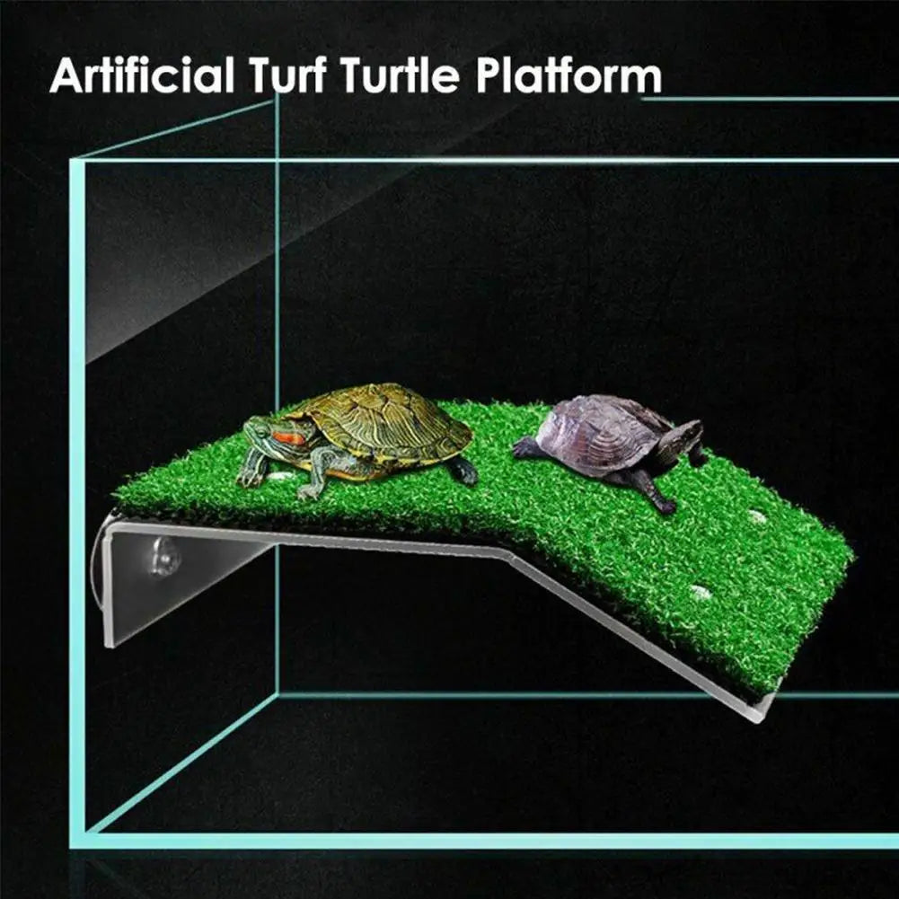 Turtle Basking Platform Lawn Resting Basking Platform Simulation Grass Ramps Tortoise Habitat Terrace Turtle Tank Accessories