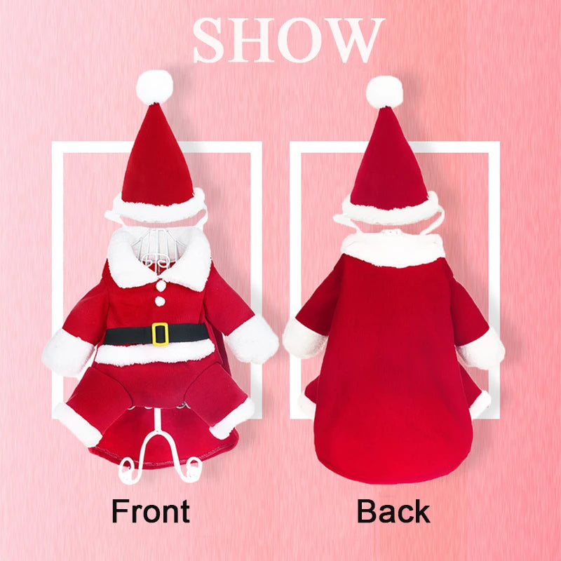 Christmas Dog Costume Funny Santa Claus Clothes For Small Medium Dogs Cats Cute Puppy Dress Up Apparel Chihuahua Pug Party Gifts
