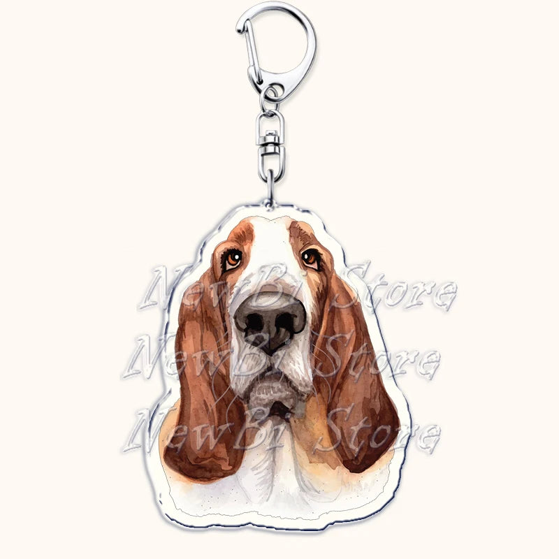 Funny Basset Hound Keychain