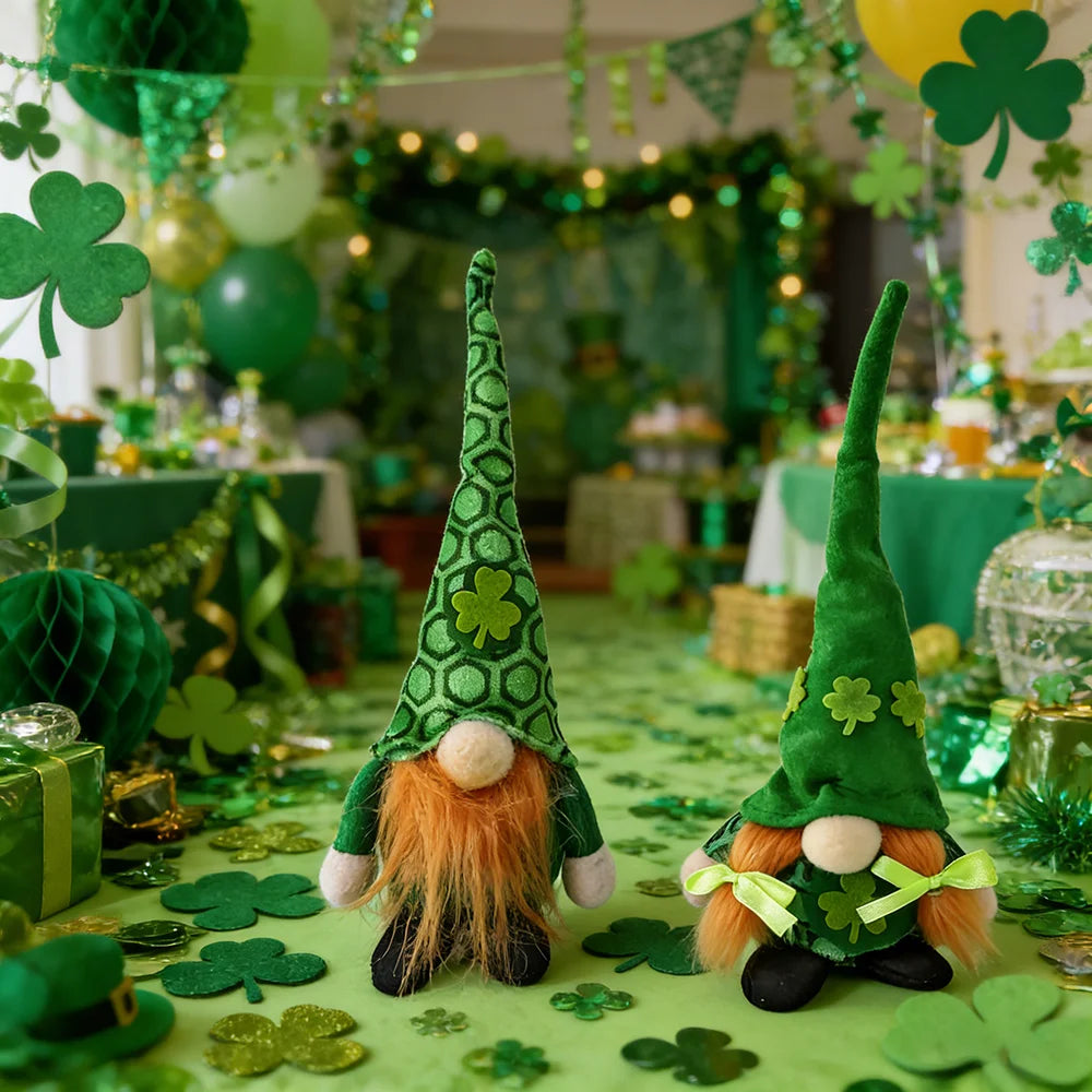 St. Patrick's Day Doll, Irish Lucky Clover Doll, Party Home Desktop Decor Doll,  Gift Doll, Irish Day Green Hat Faceless Doll