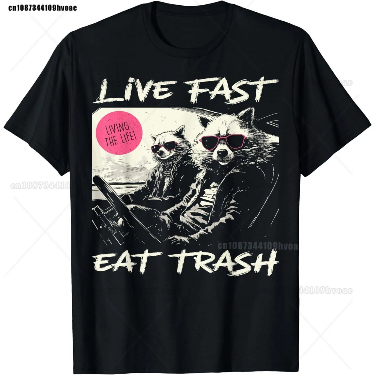 Sunset Raccoon Live Fast Eats Trash and Get Hit By A Cars Tee Men T Shirt