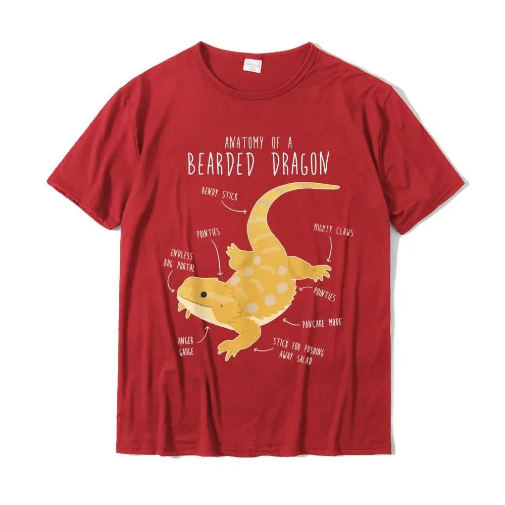 Adult Bearded Dragon Anatomy T-Shirt, Stylish and Cool Print, Perfect for Reptile and Lizard Enthusiasts.women Clothing Fashion
