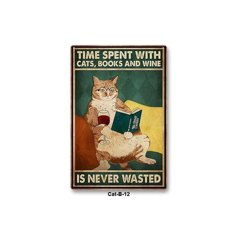 Black Cat Art Decor Home Metal Tin Sign