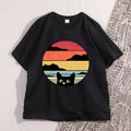 Black Cat Sunset Vintage T Shirt