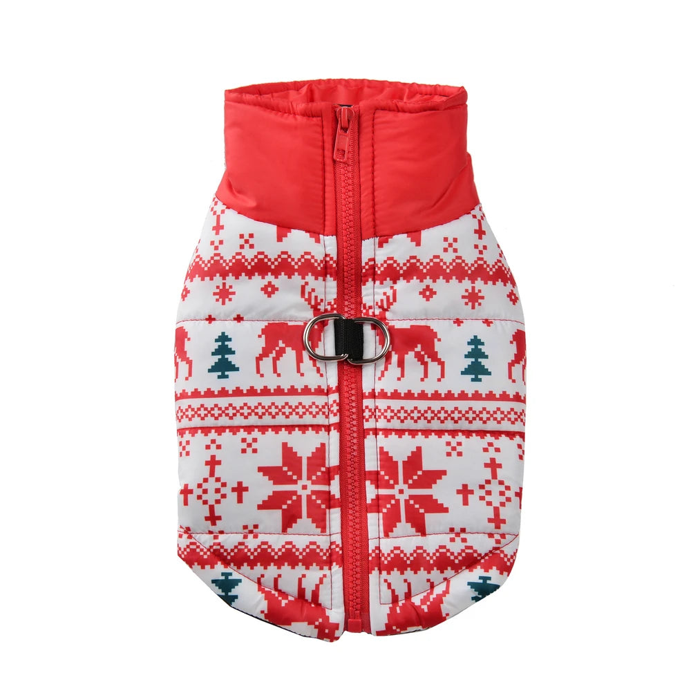Christmas Dog Costume For Winter Festival Party Pet Jacket For Small Medium Dogs New Year Snowman Print Dogs Outfits With D-ring