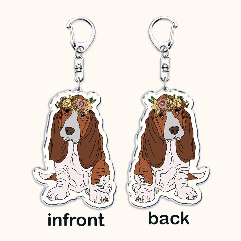 Funny Basset Hound Keychain