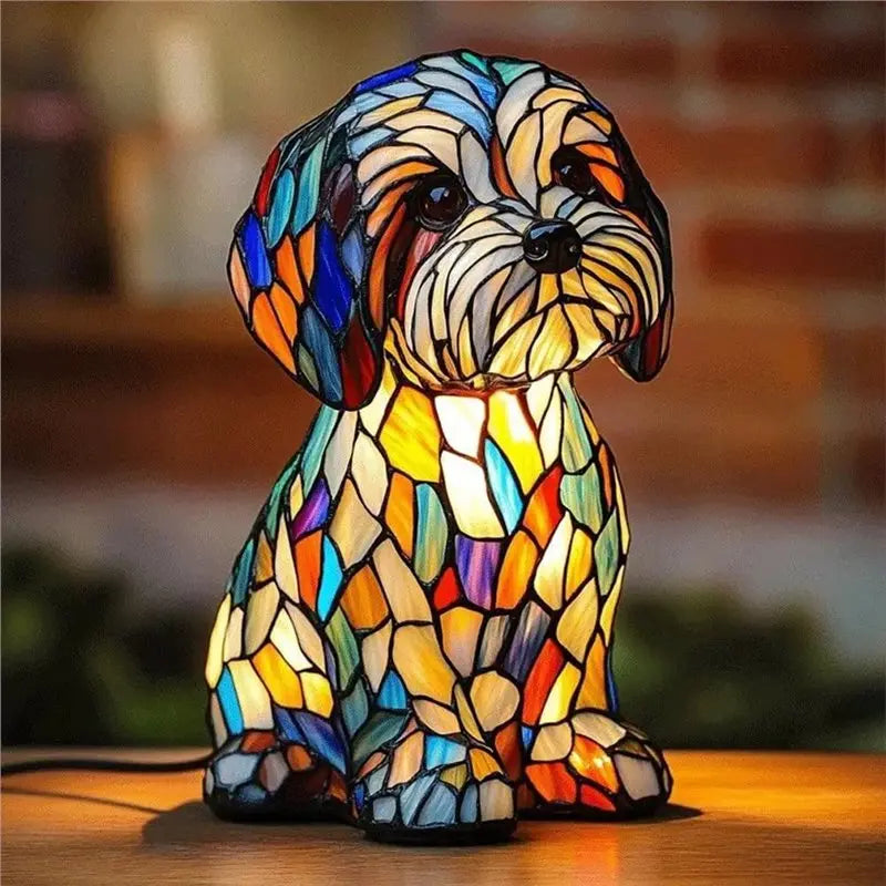 Shih Tzu Glass  Lamp