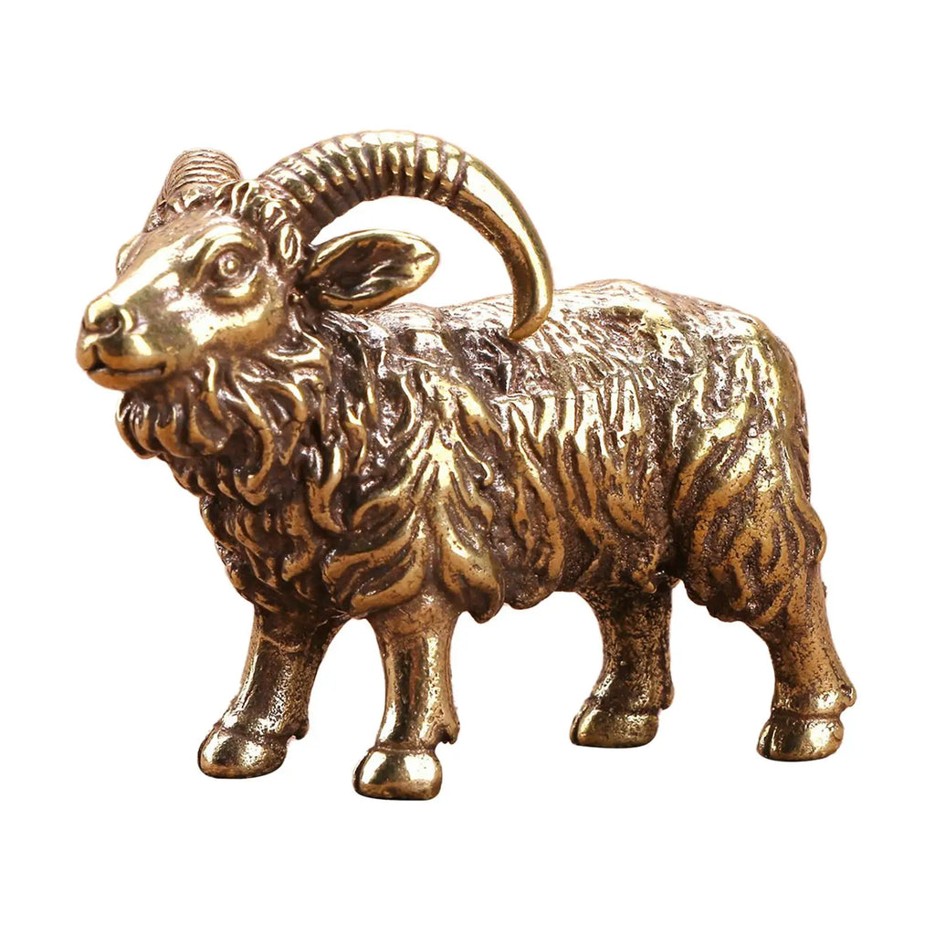 Brass Goat Sculpture, Collectible Art, Handcrafted Animal Sculpture for Dining