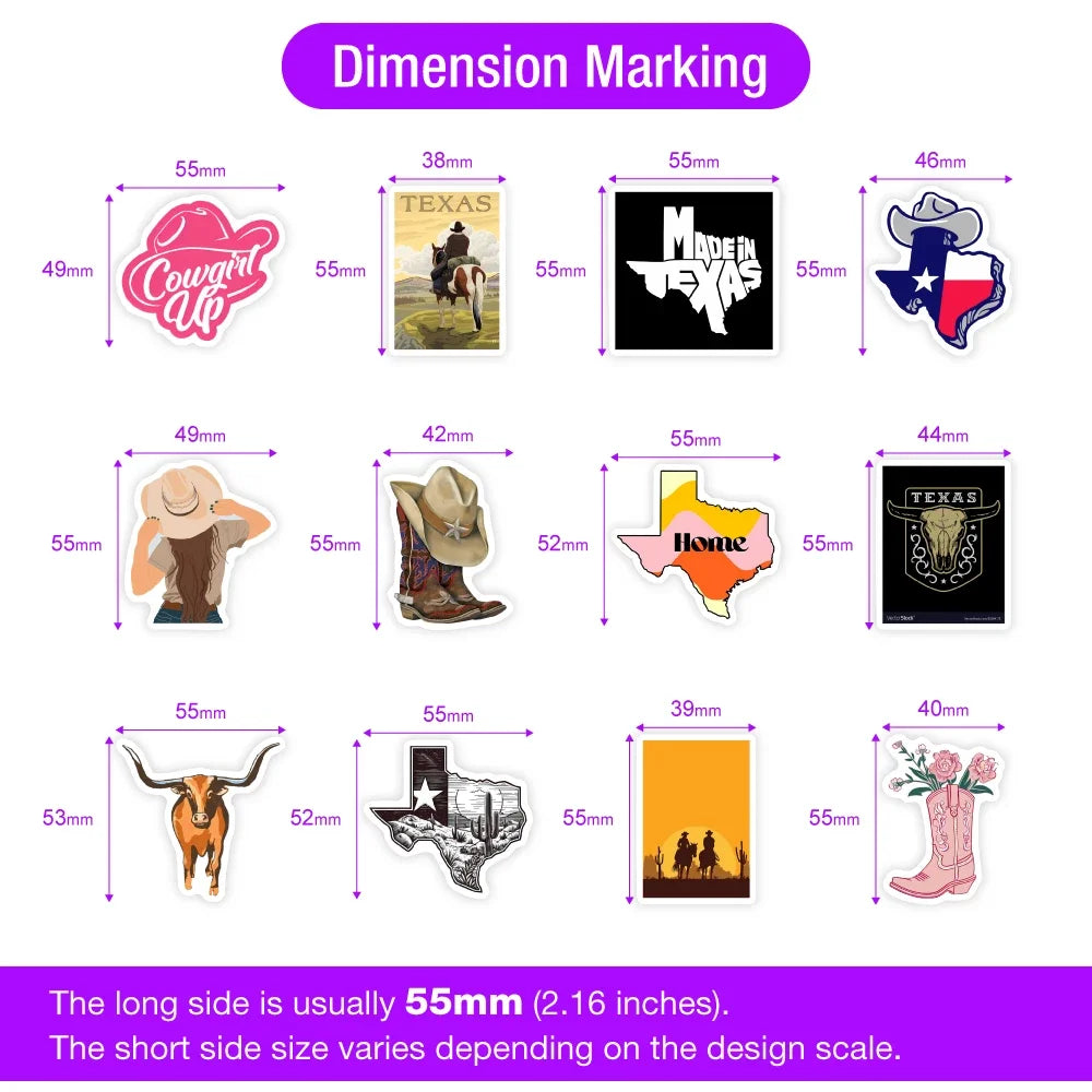 Texas State Logo Stickers Art Clipart Collection DIY Toys Waterproof Decal for Laptop Scrapbook Phone Bottles Luggage Decorative