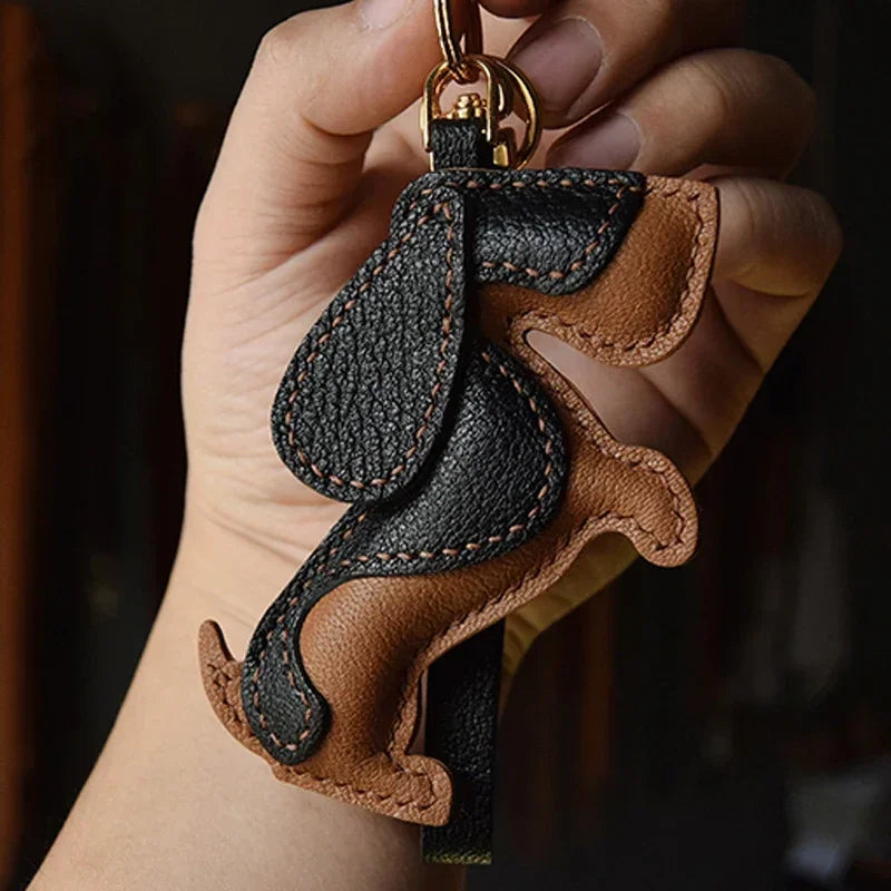 Basset Hound Handmade Leather Keychain