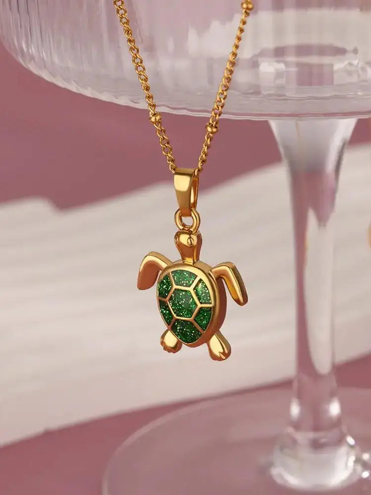 Cute Sea Turtles Necklace For Women Men Gold Color Stainless Steel Necklace Fashion Luxury Jewelry Anniversary Party Gifts