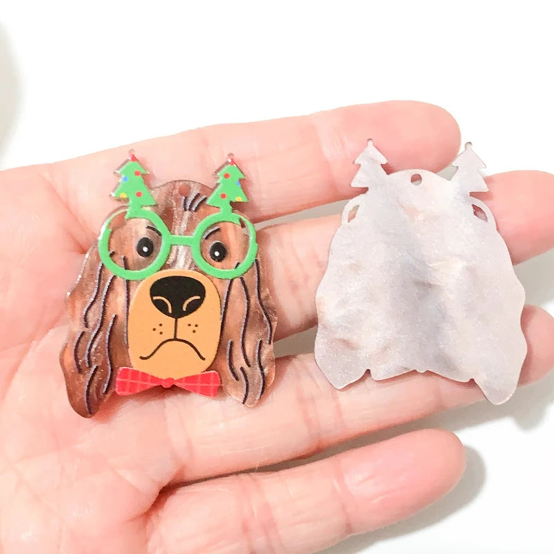 Yak Raccoon Christmas Tree Acrylic Charms Wholesale Bulk for Earring DIY Accessories 5PCS/LOT
