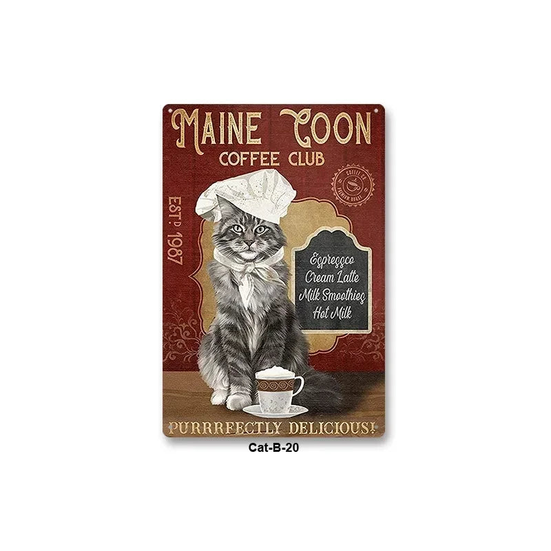 Black Cat Art Decor Home Metal Tin Sign