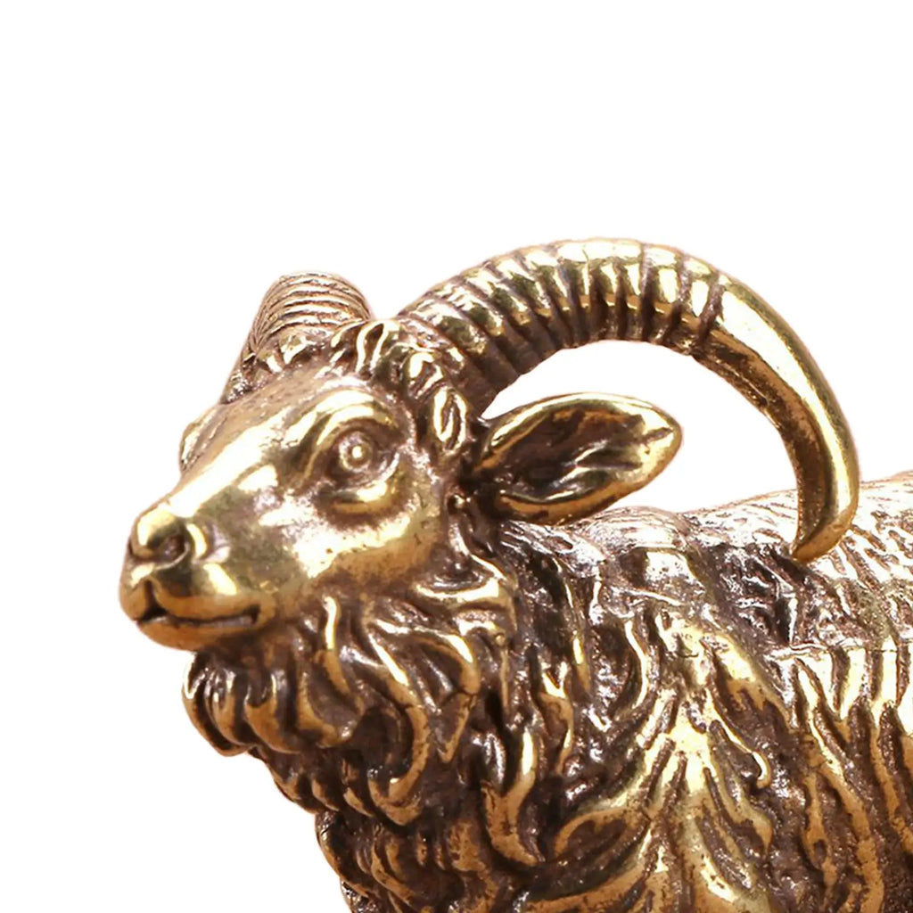 Brass Goat Sculpture, Collectible Art, Handcrafted Animal Sculpture for Dining
