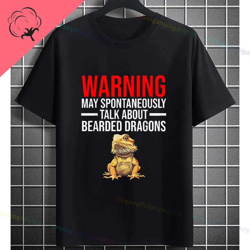 Men's "Bruh" Bearded Dragon Graphic T-Shirt Pure Cotton Short-sleeve Humor Style Tee Perfect Gift for Reptile Lovers