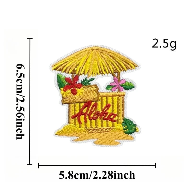 Summer Hot Hawaii Beaches Sun Hula Sea Iron-on Sew Embroidery Badge Patches DIY T-shirt Hat Backpack Clothing Appliques Sticker