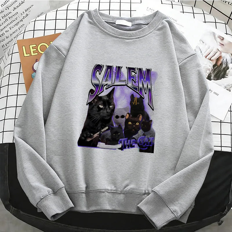 Black Cat Design Printed Hoodies