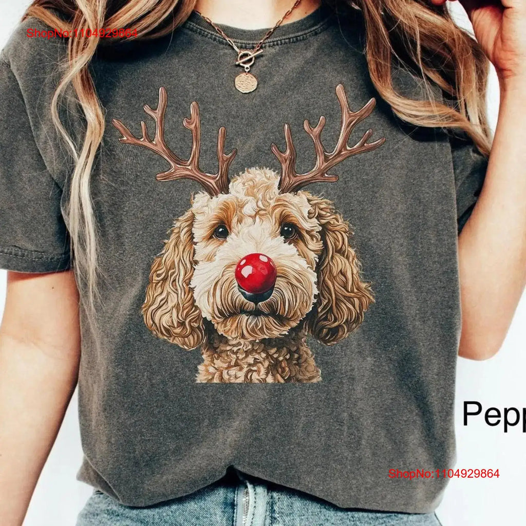 Dog Christmas T Shirt Goldendoodle Labradoodle Xmas Lover Doodle Mom Top vintage Washed Breathable Top For Everyday Wear Casual
