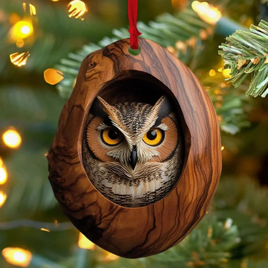 Christmas Raccoon Owl Acrylic Pendant 2D Animal Christmas Tree Pendant Ornament 2025 Xmas Navidad 2026 New Year Party Supplies