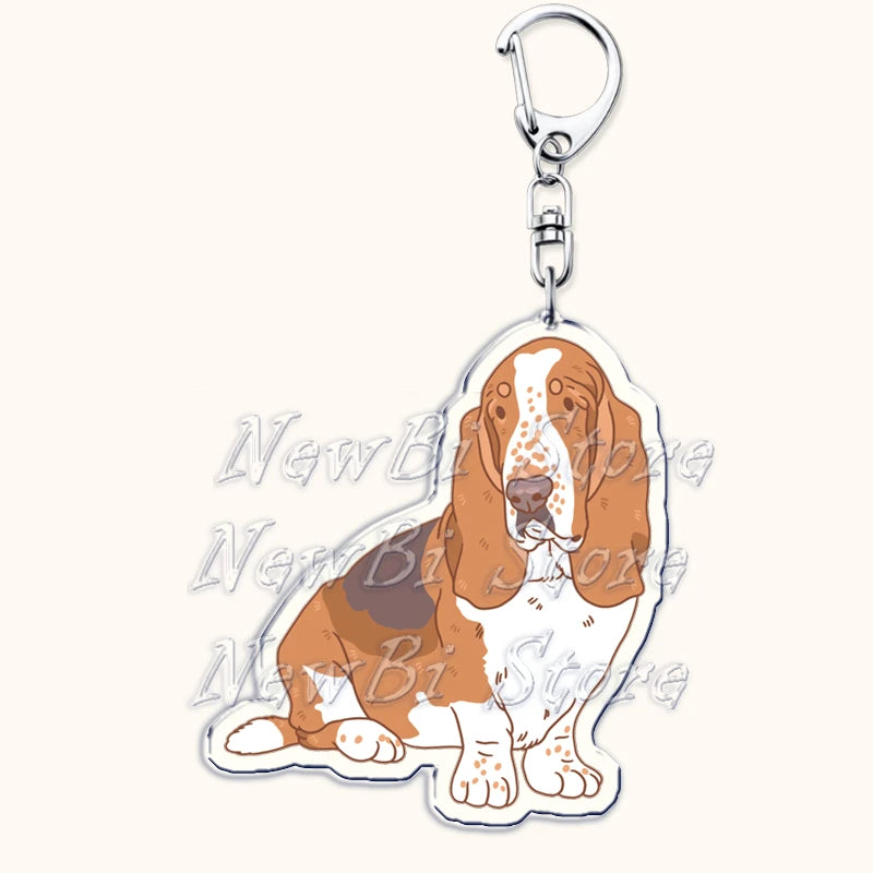 Funny Basset Hound Keychain