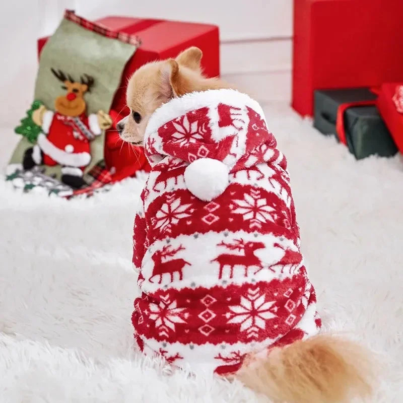 Dog Christmas holiday clothes super soft coral fleece pet clothes warm cotton coatsoft coral fleece clothes for autumn winter