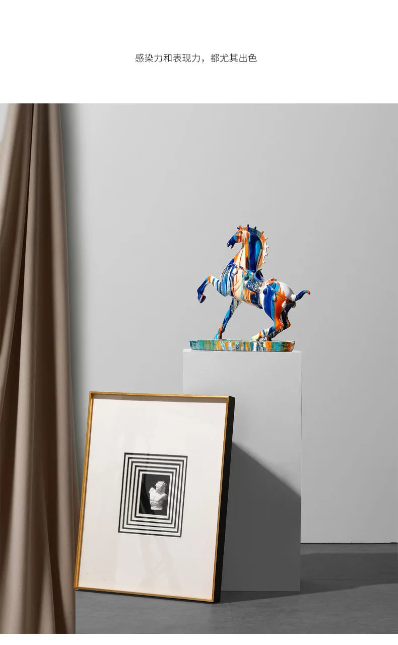 Large Luxury Horse Figurine Modern Creative Home Decor for Living Room TV Cabinet Entryway Elegant Housewarming Gift
