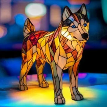 Dog Resin LED Night Light Art Animal Statue Creative Home Desktop Decoration Ornament