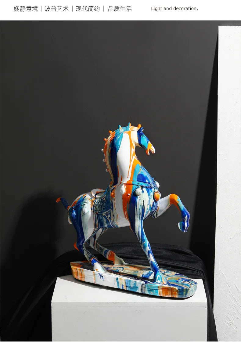 Large Luxury Horse Figurine Modern Creative Home Decor for Living Room TV Cabinet Entryway Elegant Housewarming Gift