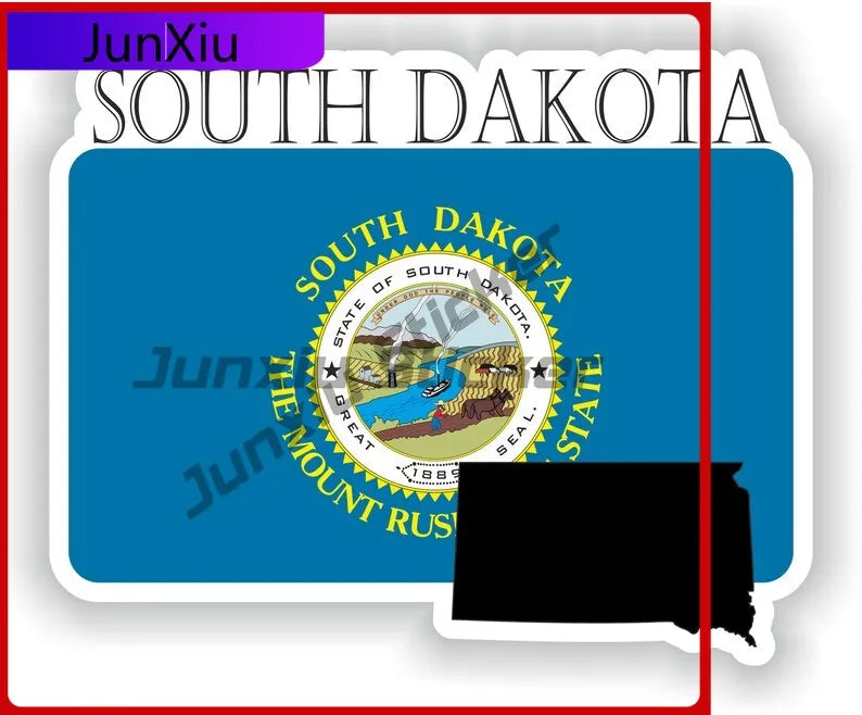 South Dakota America Map Contour Flag Emblem Stickers Custom Decals Motorcycle Stickers For Car Decoration Suv Window Bumper Mot