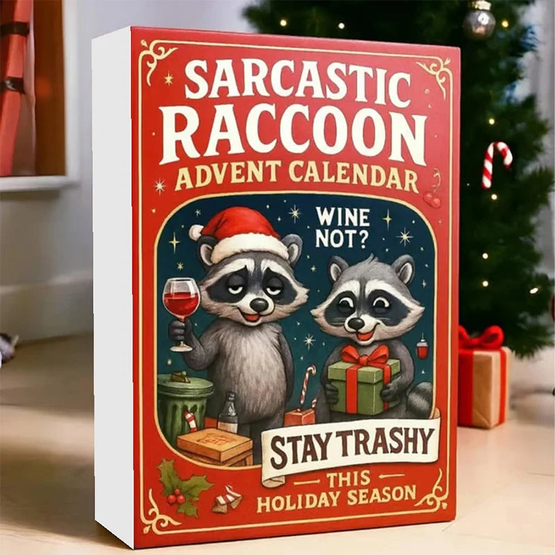 Sarcastic Raccoon Advent Calendar 2025, 24 Days Funny Christmas Countdown With 2D Acrylic Raccoon Ornaments, Holiday Gift