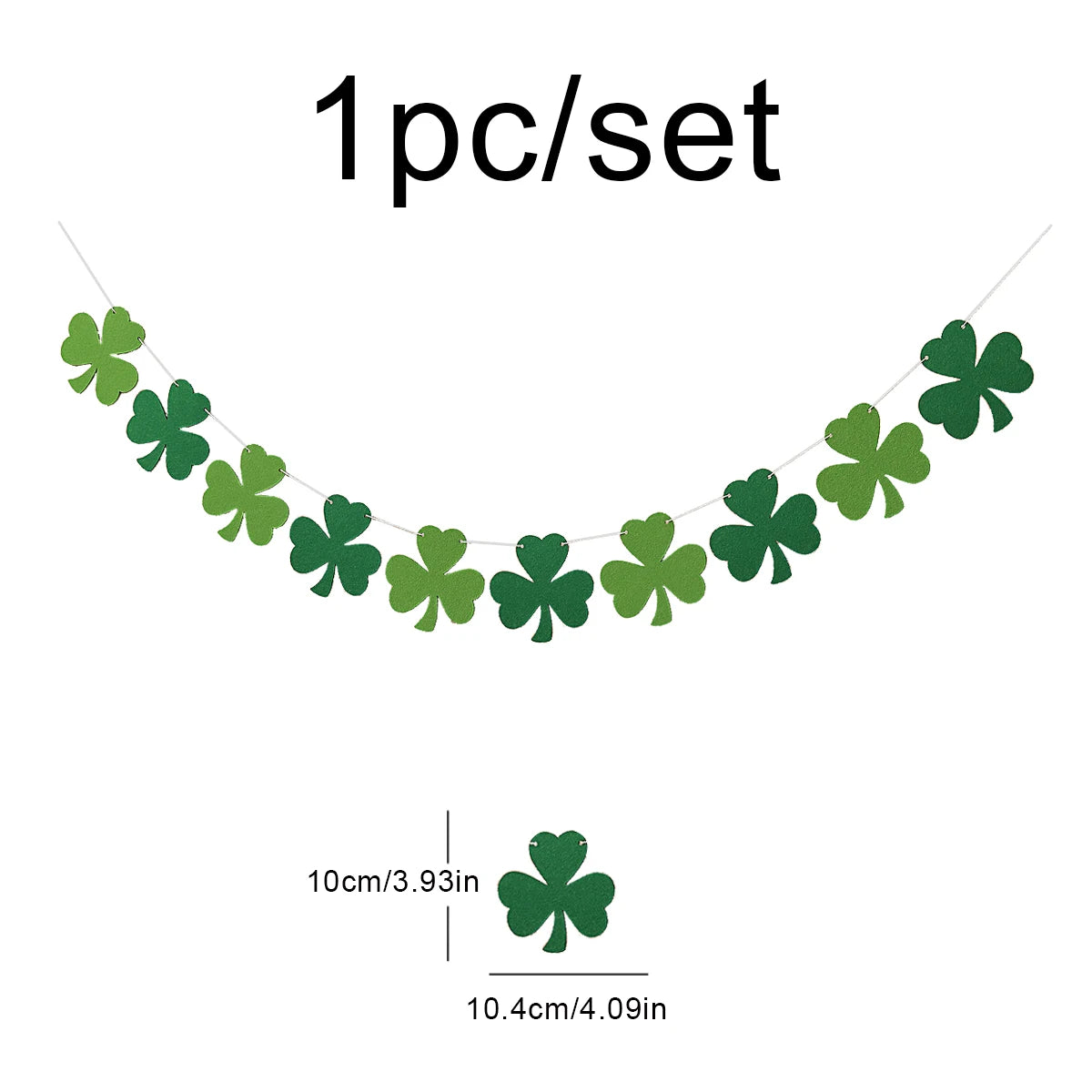 Irish St Patrick's Day felt dark green clover light green clover yellow fishtail clover pennant party decoration layout banner p