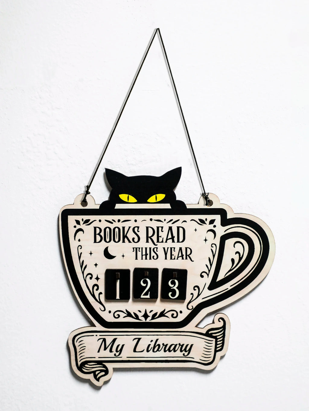 Black Cat Book Tracker Sign