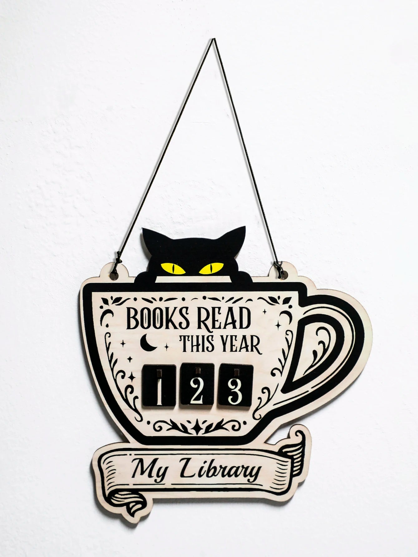 Black Cat Book Tracker Sign