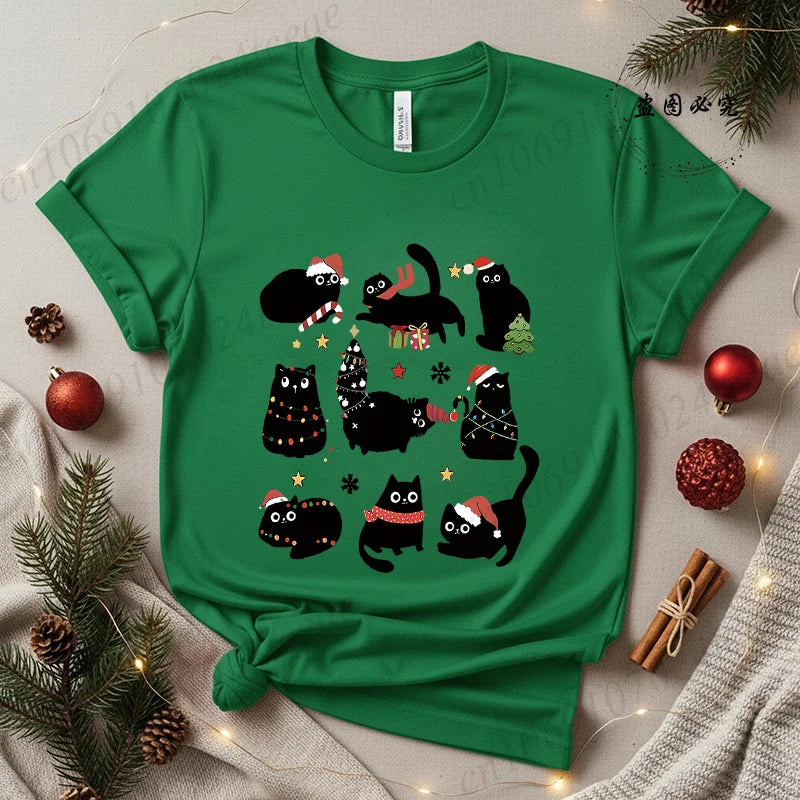 Cute Black Cat Christmas Shirt