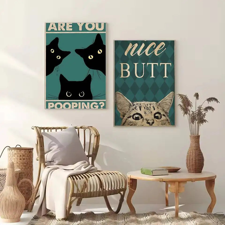 Black Cat Art Poster Wall Decor