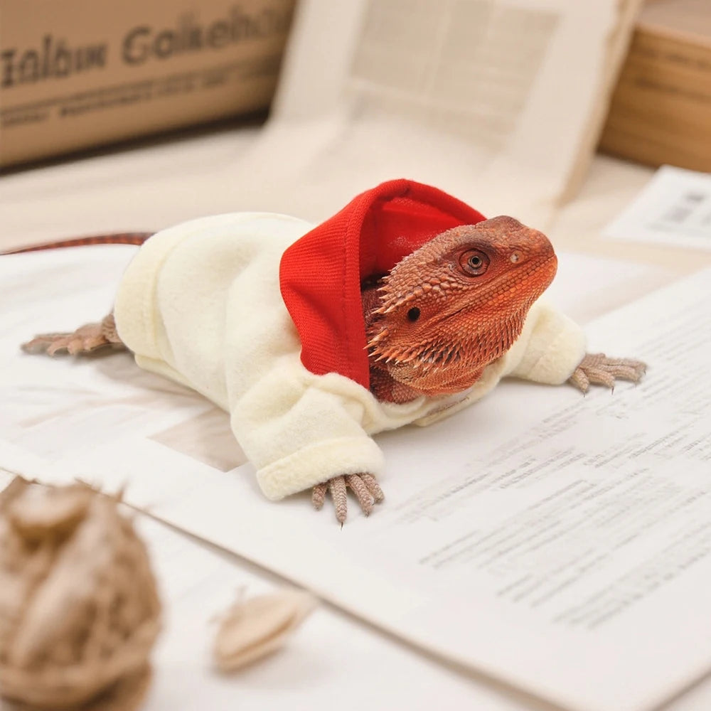 Lizards Clothes for Bearded Dragon Plush Hoodies Leopard Gecko Costume, Reptile Hoodies Apparel for Skin Protection