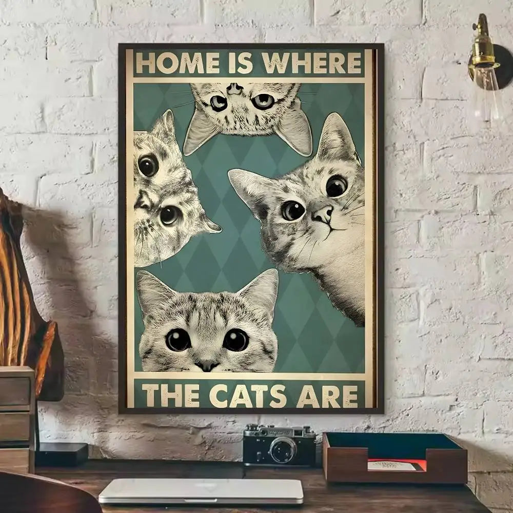 Black Cat Art Poster Wall Decor