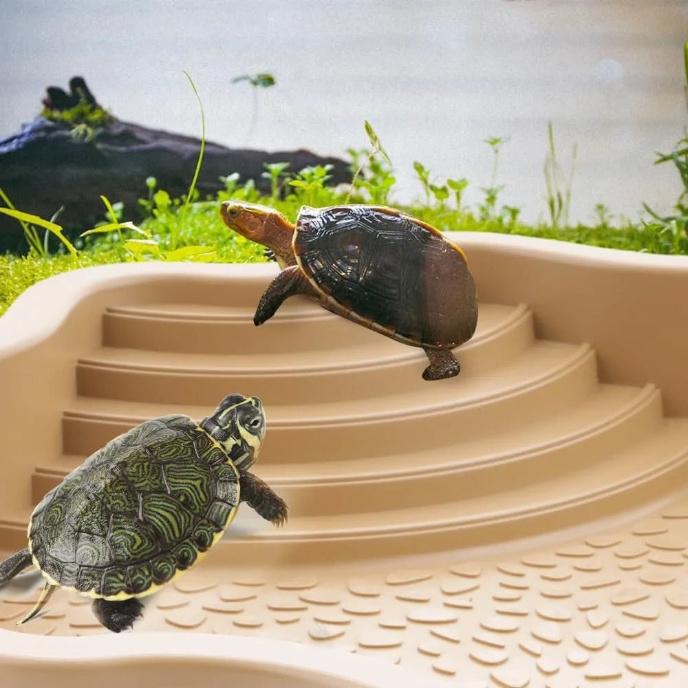 Turtles Bathing Pool Water Bowl with Slip Proof 35x28.50cm Friendly Habitat with Steps for Reptiles Resting and Soaking
