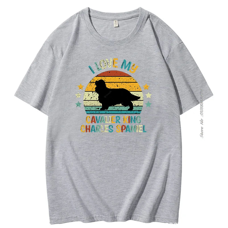 Summer T-shirt Spaniel Silhouette Vintage And Retro Tshirt Graphic T Shirts Cotton men's Short Sleeve t-shirt Men's Clothing