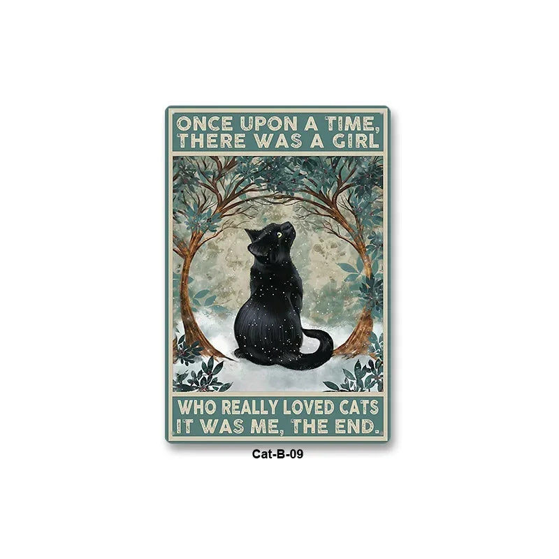 Black Cat Art Decor Home Metal Tin Sign