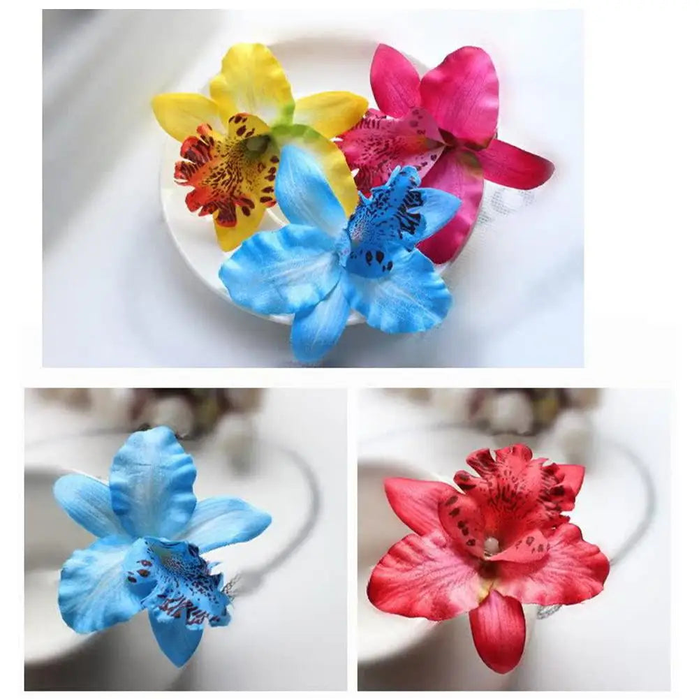 Hawaii Flower Hair Clips For Women Girls Floral Hibiscus Orchid Hairpins For Summer Beach Holiday Wedding Party Hair Access P0T4