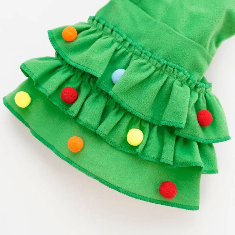2025 Christmas Cat Dog Winter Warm Cloak Christmas Tree Shape Red Green Party Outfit For Puppy Kitten Transformation Apparel