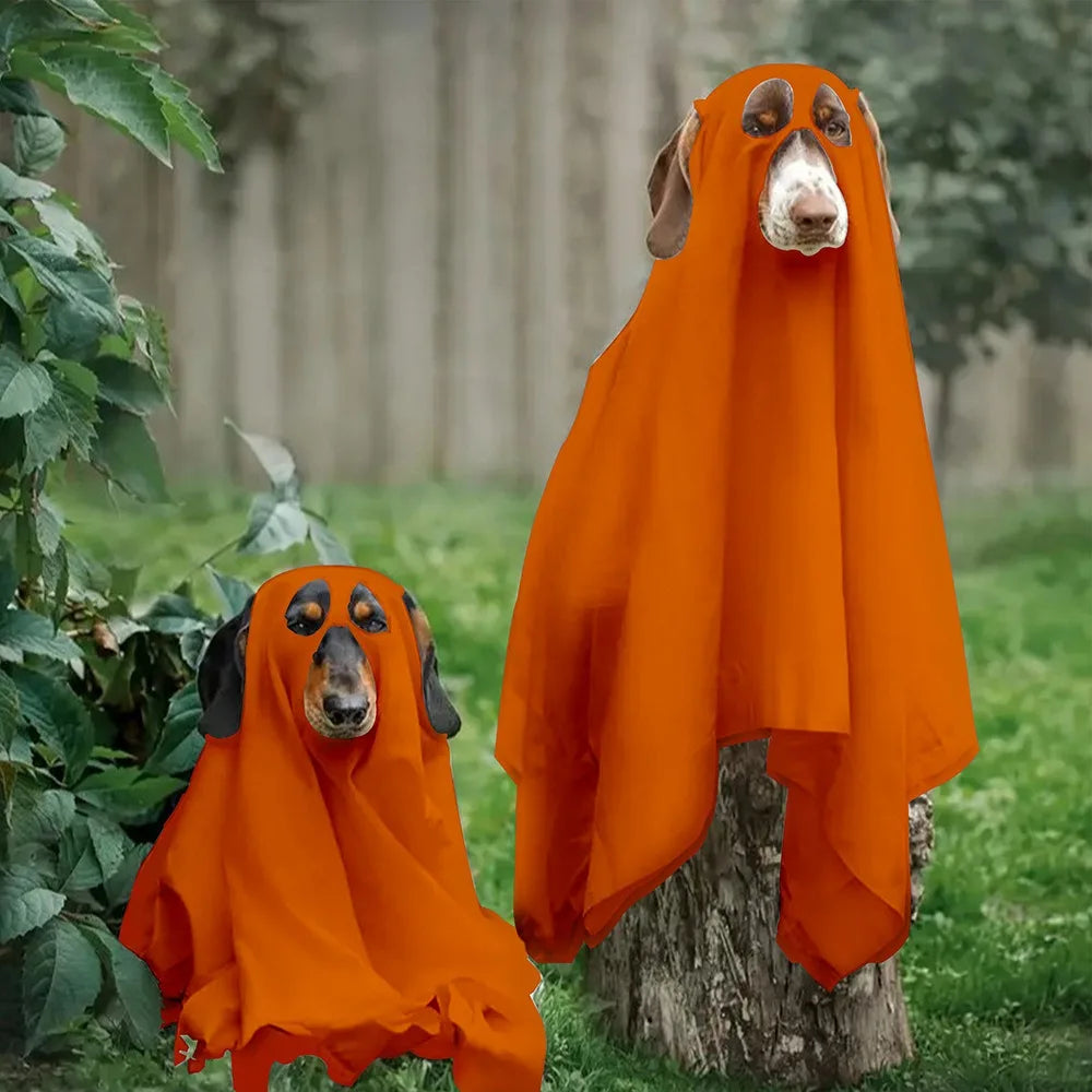 Funny Breathable Dog Ghost Cape Scary Soft Halloween Ghost Dog Costume Decorative Ghost Dog Cloak Party
