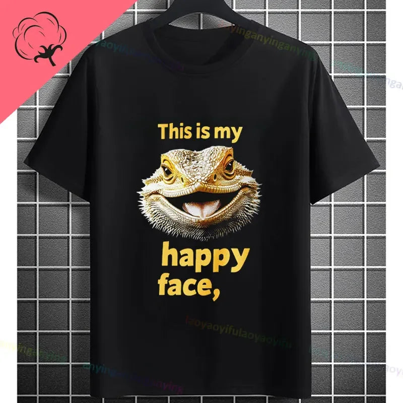 Men's "Bruh" Bearded Dragon Graphic T-Shirt Pure Cotton Short-sleeve Humor Style Tee Perfect Gift for Reptile Lovers